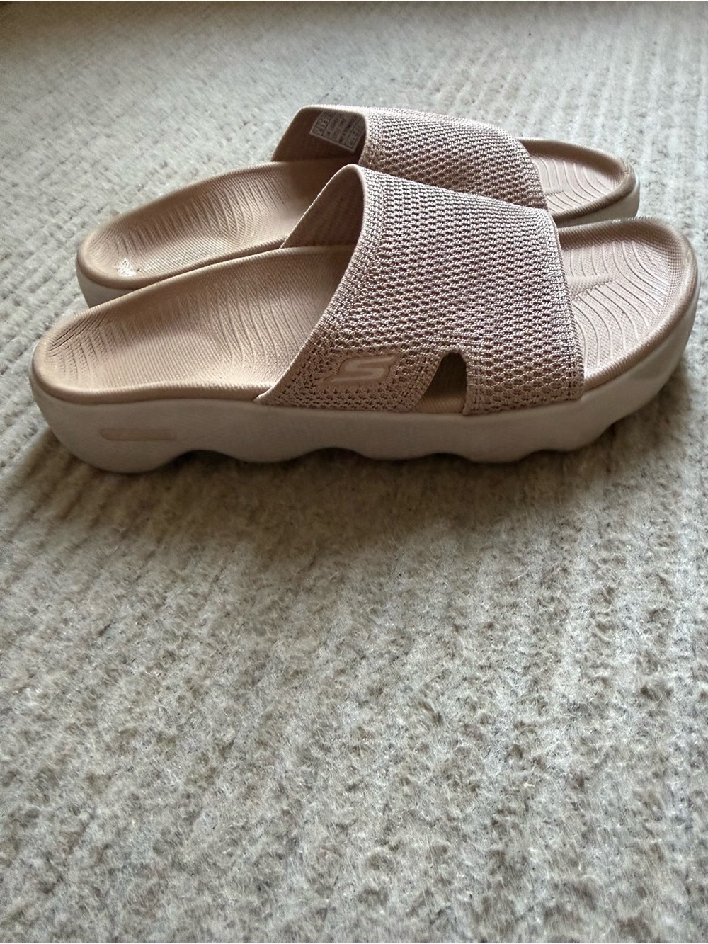 Skechers Women’s Nude Cushioned Slide Sandals